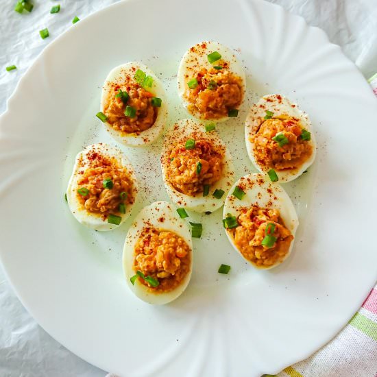 Easy chicken keema filled eggs - Recipe photo by Sheeba@gohealthy