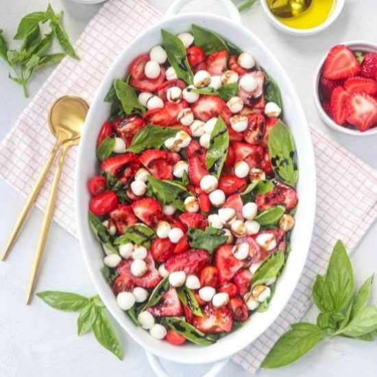 Spinach Caprese Salad with Strawber - Recipe photo by whollytasteful