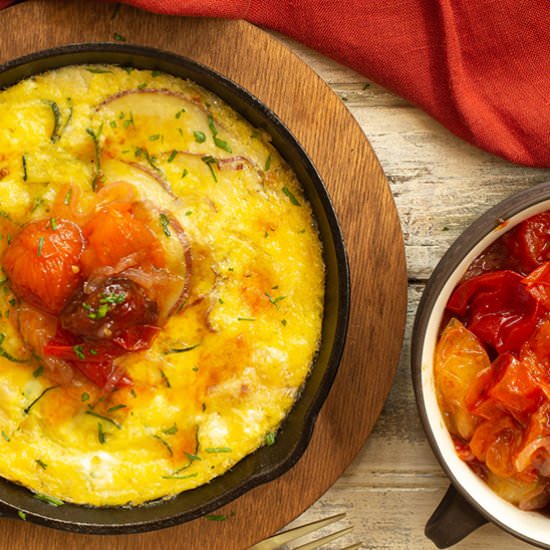 Zucchini Frittata with Tomato Jam - Recipe photo by tenpoundcakecompany