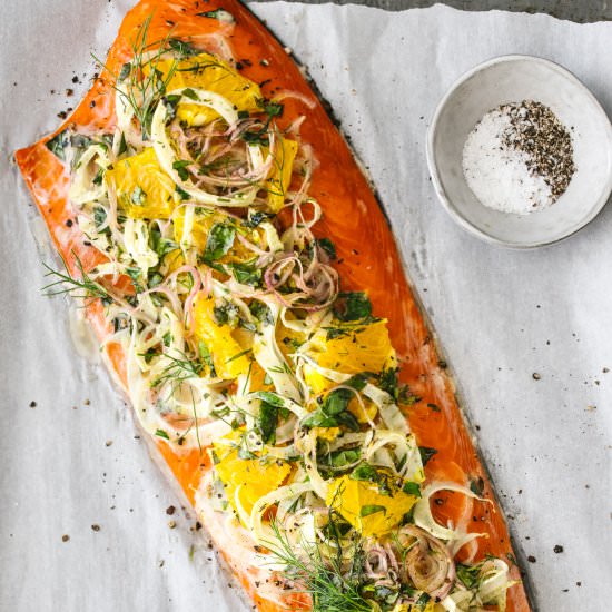 Slow Roasted Salmon With Fennel - Recipe photo by Downshiftology