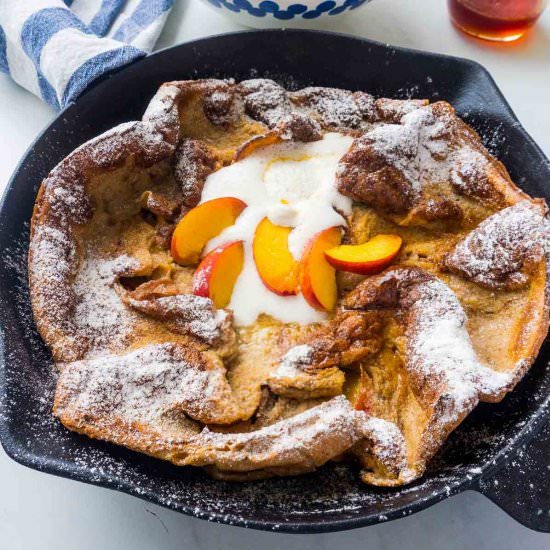 Peach Dutch Baby Pancake - Recipe photo by chocolatesandchai