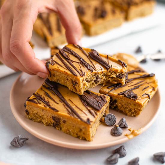 Chickpea PB Cookie Dough Bars - Recipe photo by tastythriftytimely
