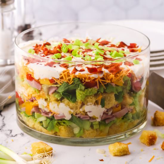 Ultimate Layered Cornbread Salad - Recipe photo by Grits and Pinecones