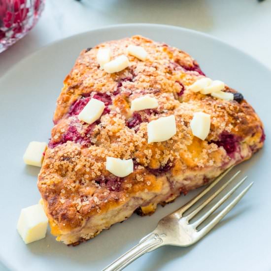 White Chocolate Raspberry Scones - Recipe photo by chocolatesandchai