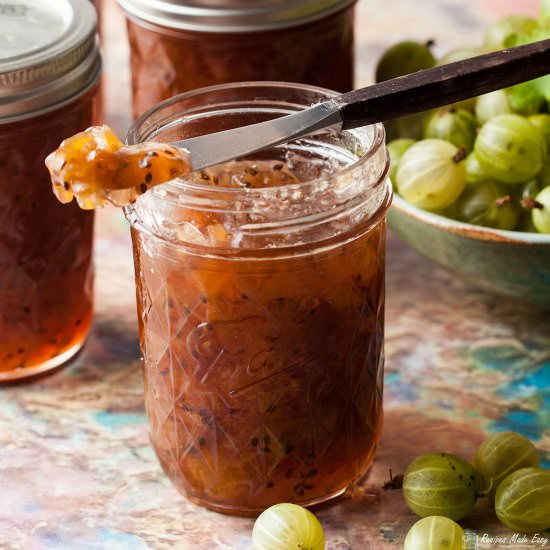 Easy gooseberry jam - Recipe photo by Recipe Crumbs