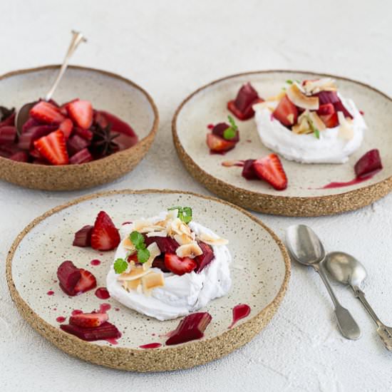 rhubarb & strawberries with coconut - Recipe photo by between2kitchens