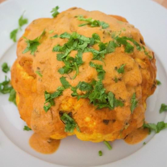 Whole cauliflower in vegan makhani - Recipe photo by Earthlysuperfood