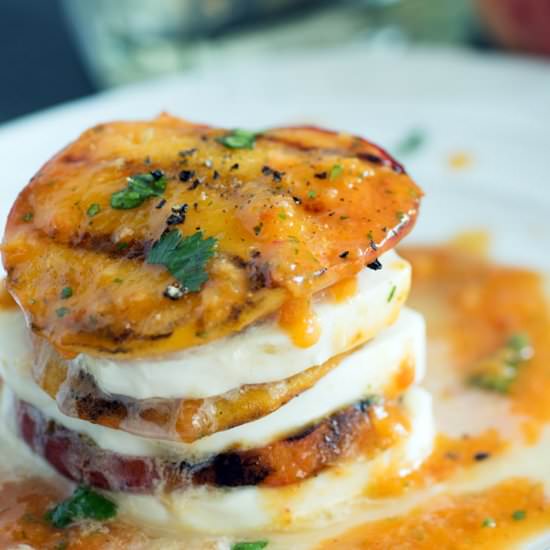 Grilled Peaches with Mozzarella - Recipe photo by Barbara Curry