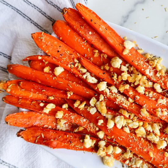 roasted carrots with honey & feta - Recipe photo by StaceyLives