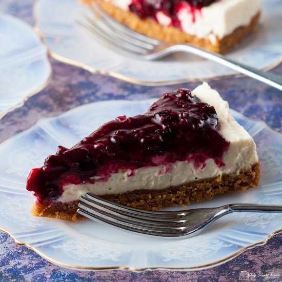 No bake blackcurrant cheesecake - Recipe photo by Recipe Crumbs