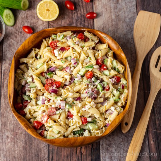 Greek Pasta Salad - Recipe photo by hearthandvine