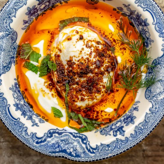 Cilbir: Turkish Poached Eggs - Recipe photo by The Mediterranean Dish