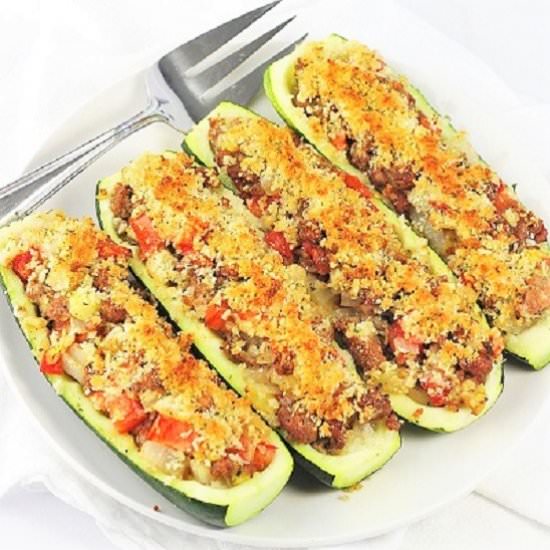 sausage-stuffed zucchini boats - Recipe photo by nowcookthis