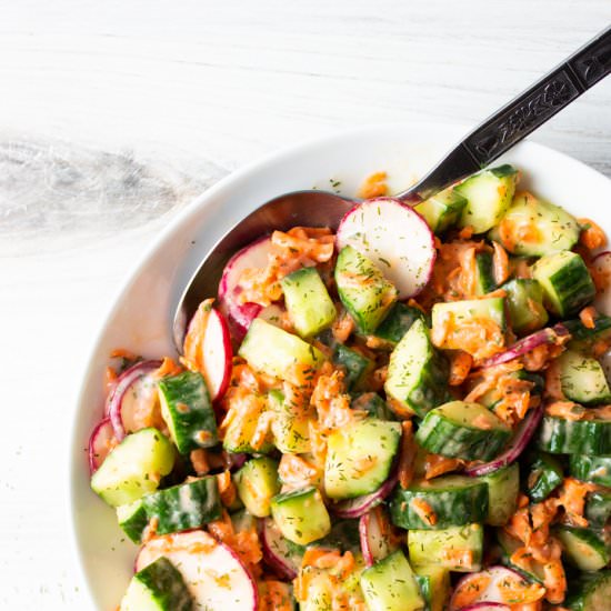 Quick & Easy Creamy Cucumber Salad - Recipe photo by HurriedHealthNut