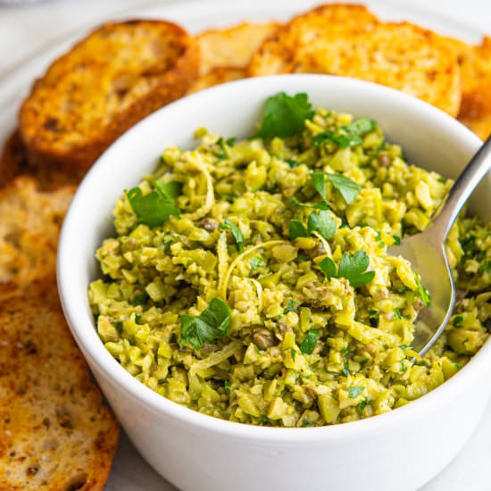 Green Olive Tapenade - Recipe photo by PinchandSwirl