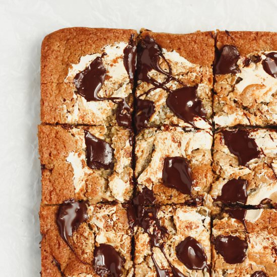 Fluffernutter Chocolate Blondies - Recipe photo by Butternut Lane
