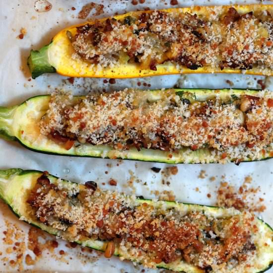 Pancetta-Parmesan Stuffed Zucchini - Recipe photo by flavor-feed