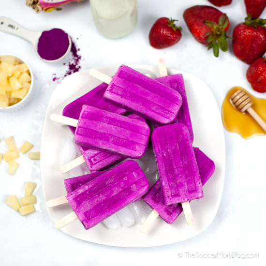 Dragon Fruit Popsicles - Recipe photo by The Soccer Mom Blog