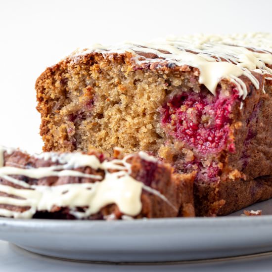 Raspberry and White Chocolate Loaf - Recipe photo by KitchenSanctuary