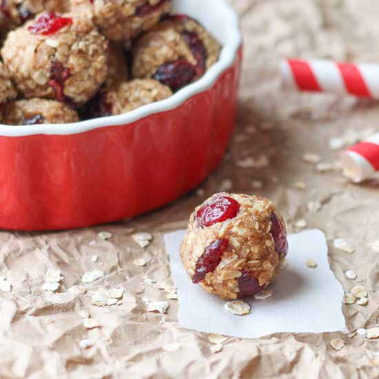 Peanut Butter a Jelly Energy Ball - Recipe photo by Two Healthy Kitchens