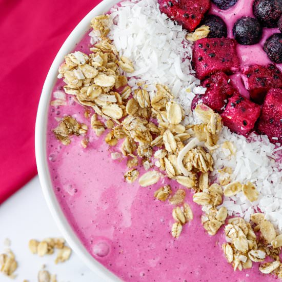 Pretty Pink Pitaya Smoothie Bowl - Recipe photo by goodfoodfromtheheart