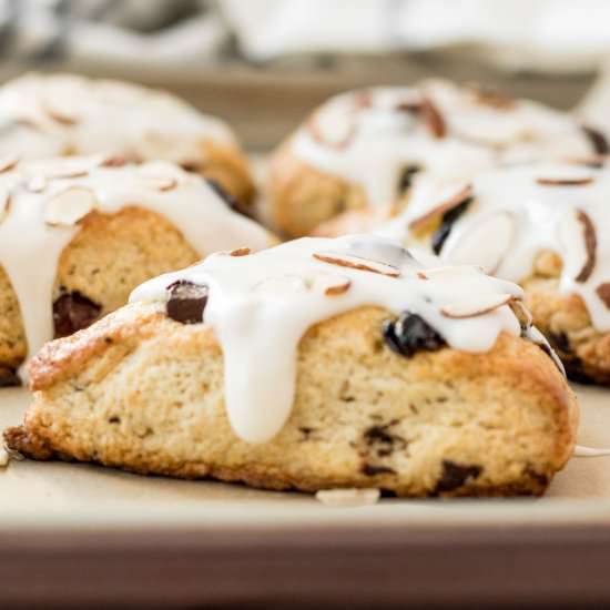 Chocolate Cherry Almond Scones - Recipe photo by themarblekitchen
