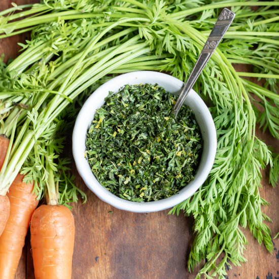 Carrot Top Gremolata - Recipe photo by veggie desserts