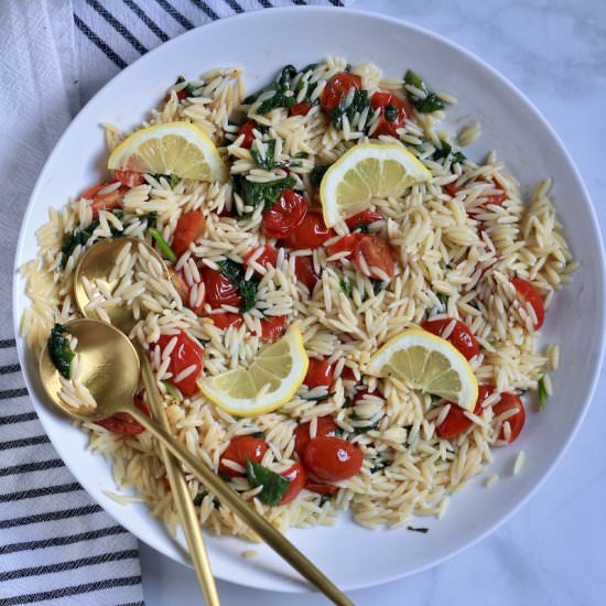 Lemon Orzo Pasta Salad - Recipe photo by My Life After Dairy