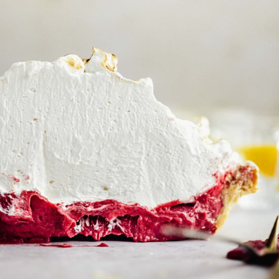 Raspberry Meringue Pie - Recipe photo by FlouringKitchen