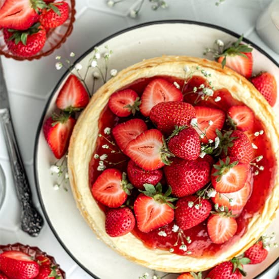 Keto Strawberry Cheesecake - Recipe photo by FoodborneWellness