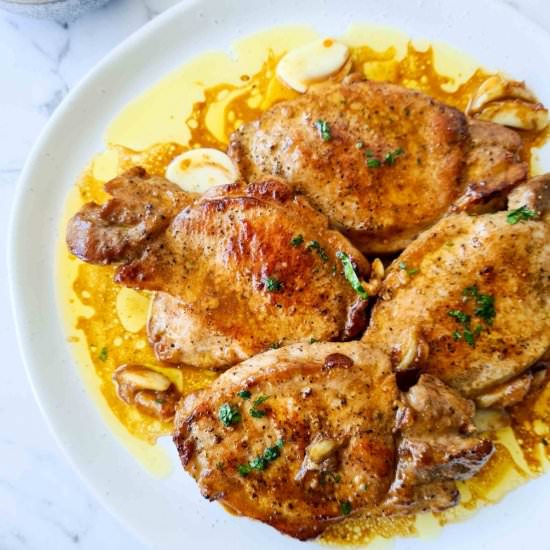 Pan seared pork chops - Recipe photo by Casually Peckish