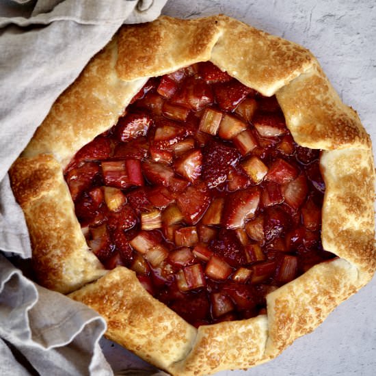 Strawberry Rhubarb Galette - Recipe photo by simmerandsauce
