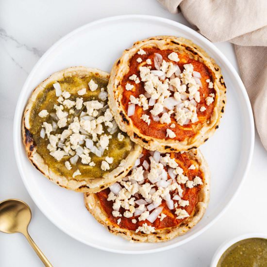 Vegan Picaditas (Mexican Antojito) - Recipe photo by brokebankvegan