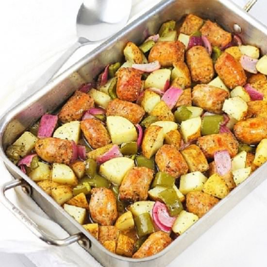 sausage, pepper, onion, potato bake - Recipe photo by nowcookthis