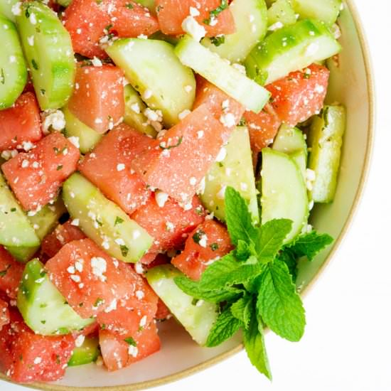 Sweet & Savory Watermelon Salad - Recipe photo by TheDeliciousSpoon