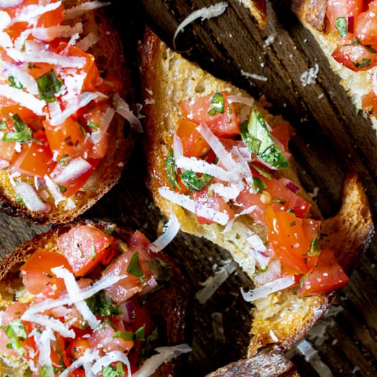 Homemade Bruschetta On Sourdough - Recipe photo by TheDeliciousSpoon