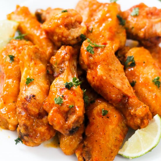 Crispy Mango Habanero Wings - Recipe photo by Simshomekitchen