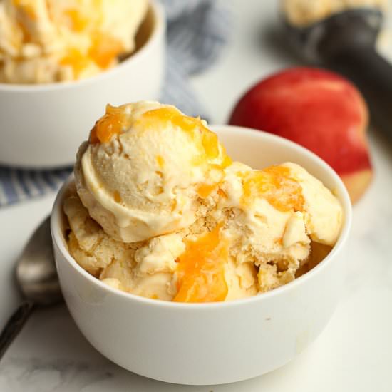 Homemade Peach Ice Cream - Recipe photo by suebeehomemaker