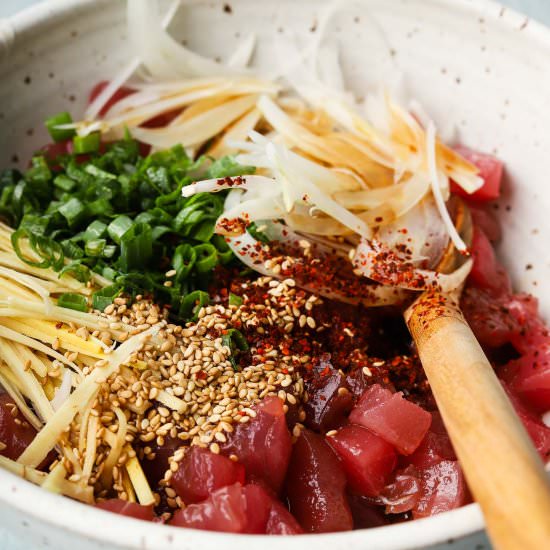 Tuna Poke - Recipe photo by lindseyeatsla