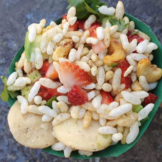 Strawberry bhelpuri chaat - Recipe photo by Mildlyindian