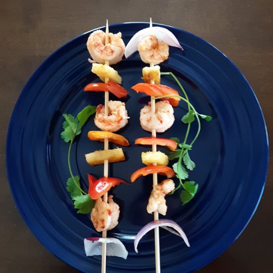 Easy Hawaiian Grilled Shrimp Kabobs - Recipe photo by seasonalcookbook