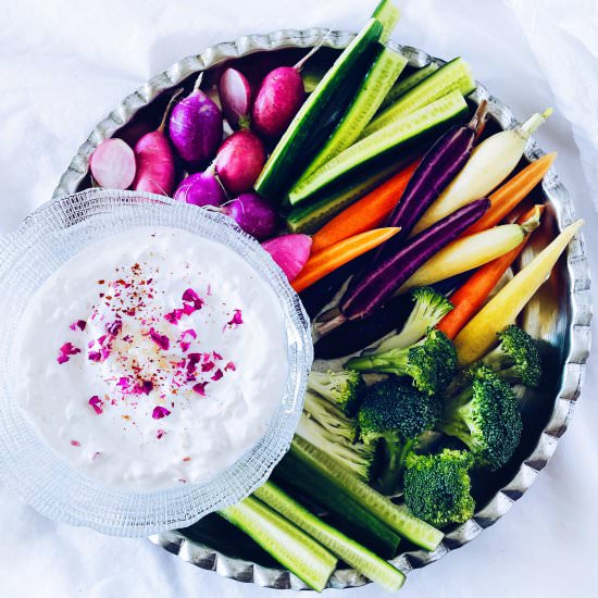 Mast-o-Moosir with Chips & Crudités - Recipe photo by Azita