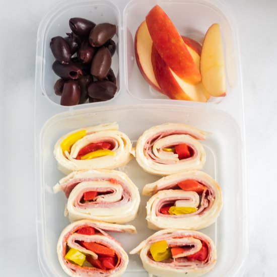 Italian Sub Roll Ups Lunch Box Idea - Recipe photo by familyfreshmeals