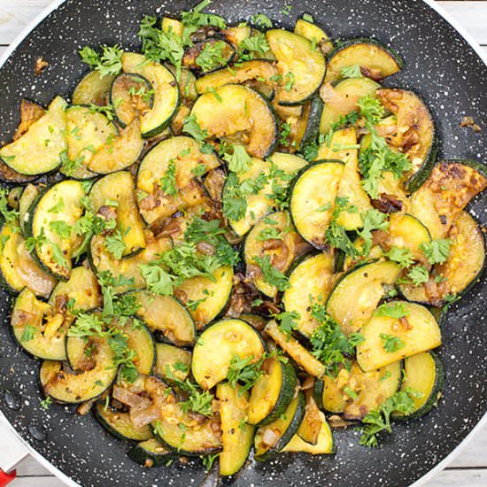 Garlic Onion Sauteed Zucchini - Recipe photo by MasalaHerb