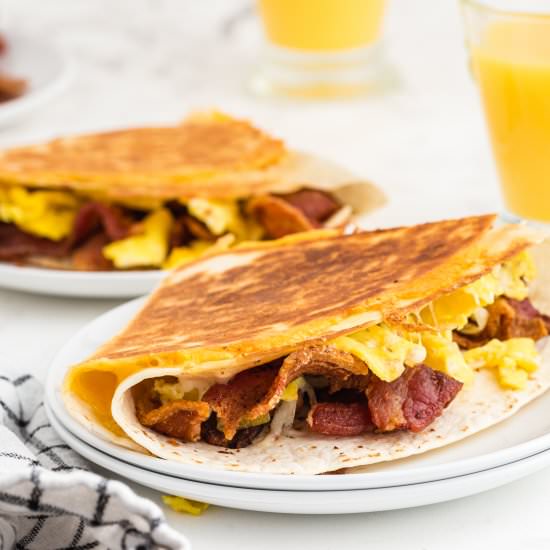 Tik Tok Breakfast Quesadilla - Recipe photo by familyfreshmeals