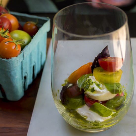 Tomato Burrata Parfaits - Recipe photo by a zest for life