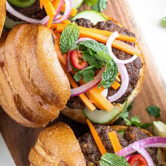 Banh Mi Burger - Recipe photo by BBQing With The Nolands