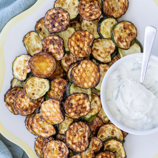 Air Fryer Zucchini Chips with Dip - Recipe photo by Chef Molly