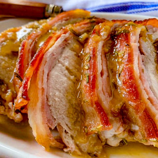 Smoked Bacon Wrapped Pork Loin - Recipe photo by NotEntirelyAverage