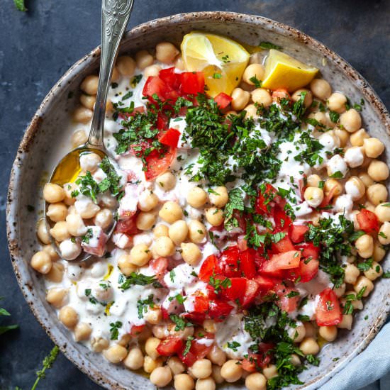 Chickpea Salad with Yogurt Dressing - Recipe photo by vibrantplate